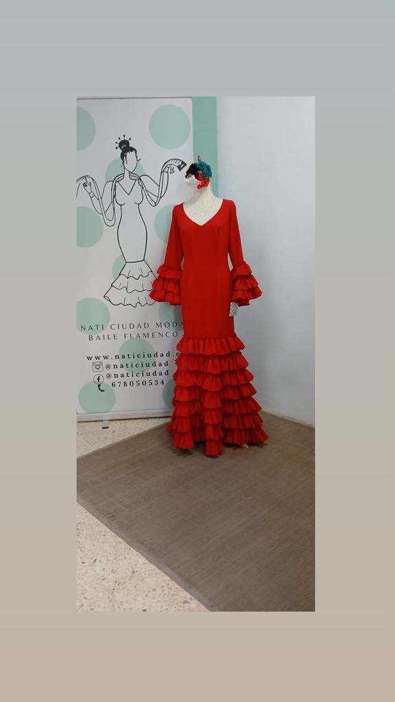 VESTIDO MARIQUILLA ROJO , MULTIVOLANTE