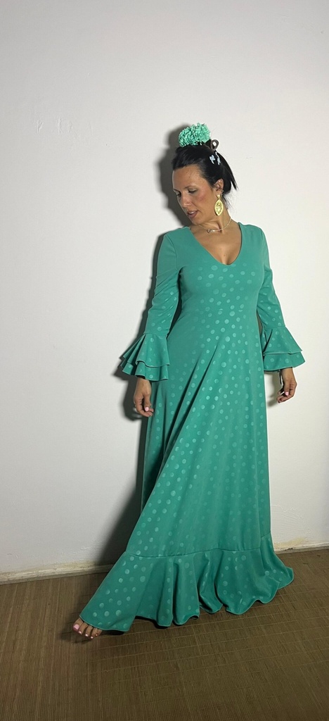 BATA CON LUNAR MARCADO (verde agu, talla 2-m/l)