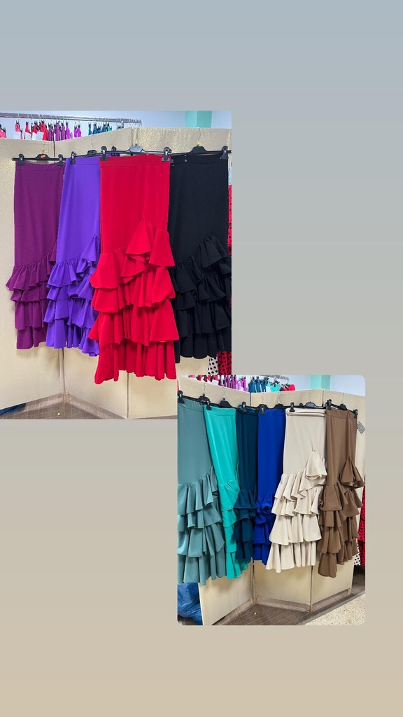 FALDAS 4 VOLANTES ELASTICAS (CORAL, 3:XL/XXL)