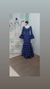 VESTIDO MARIQUILLA AZUL AÑIL LUNAR LENTEJA BLANCO, MULTIVOLANTE