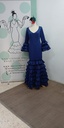 VESTIDO MARIQUILLA AZUL AÑIL LUNAR PEQUEÑO NEGRO , MULTIVOLANTE