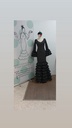 VESTIDO MARIQUILLA MULTIVOLANTE NEGRO LUNAR BLANCO