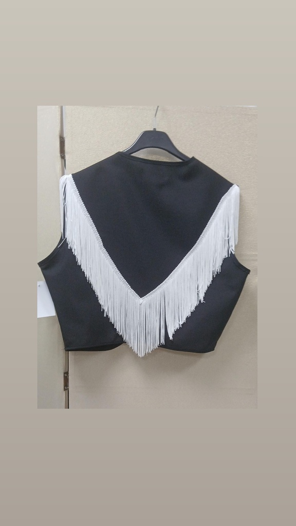 CHALEQUILLO NEGRO ADORNADO EN BLANCO