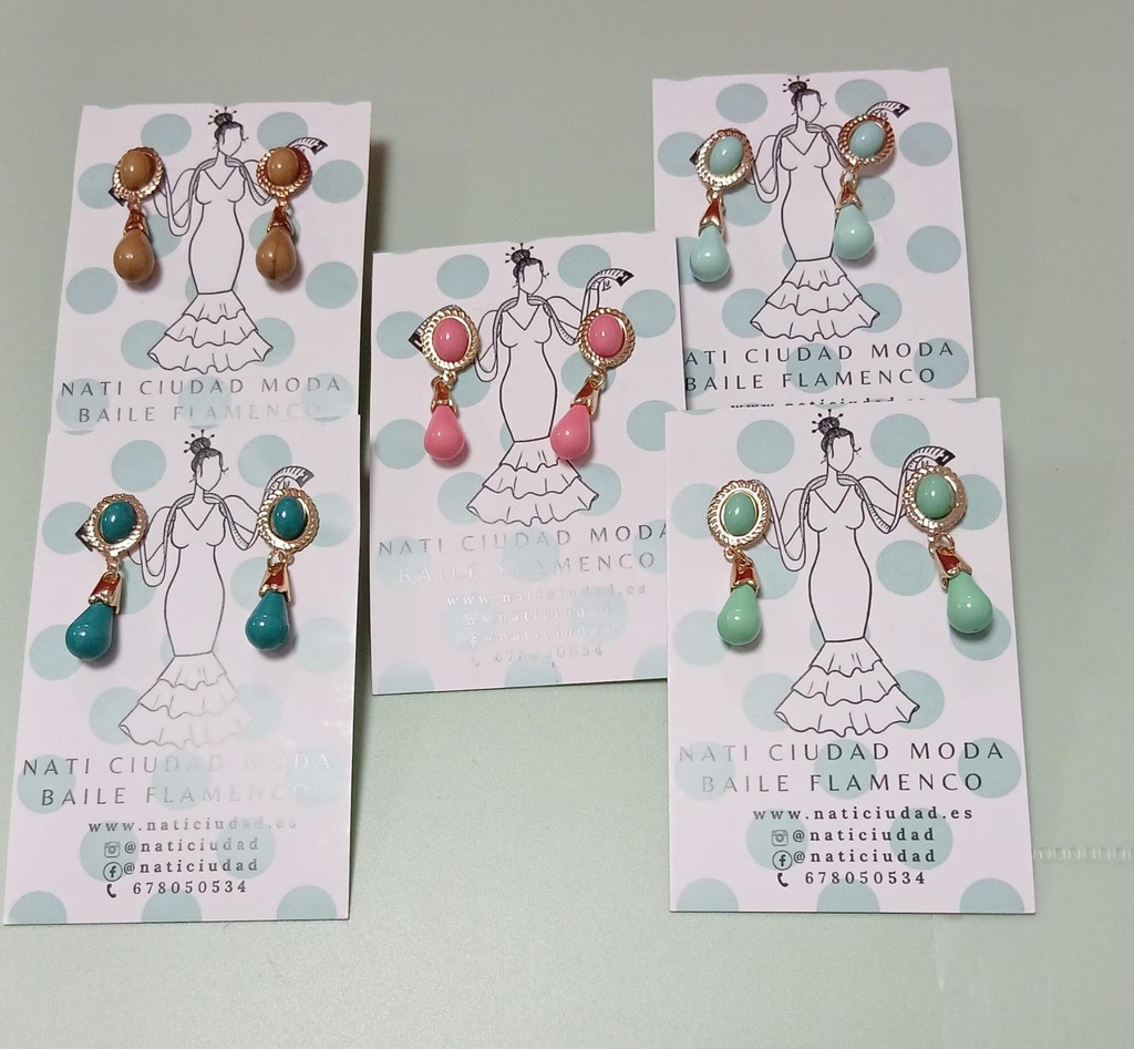 PENDIENTES CORALES NIÑA (VERDE AGUA)