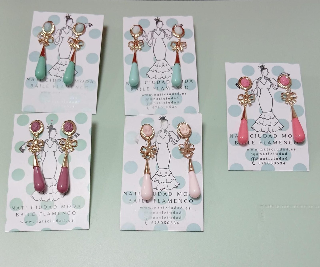 PENDIENTES CORAL MEDIANO (VERDE AGUA)