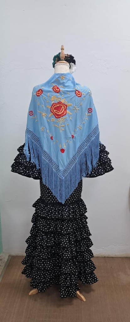 MANTÓN CELESTE LOW COST (rojo-dorado)
